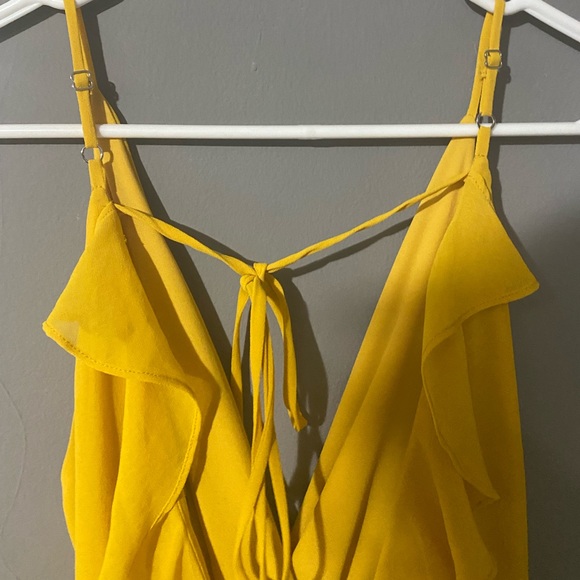 Lulu’s Hot Like Fire Golden Yellow Spaghetti Strap Backless Dress - Picture 7 of 8